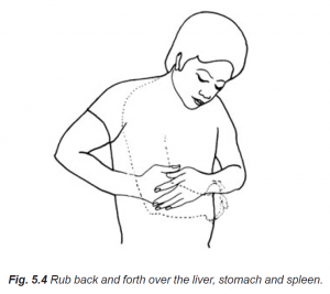 5.4 rub back & forth over the liver stomach & spleen