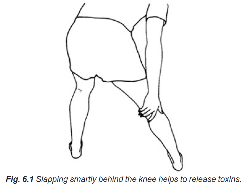 6.1 slapping smartly behind knee to release toxins