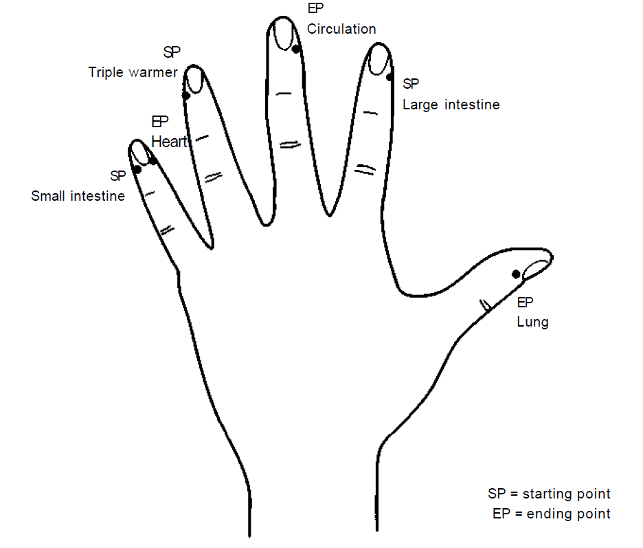 Точки между пальцев рук
